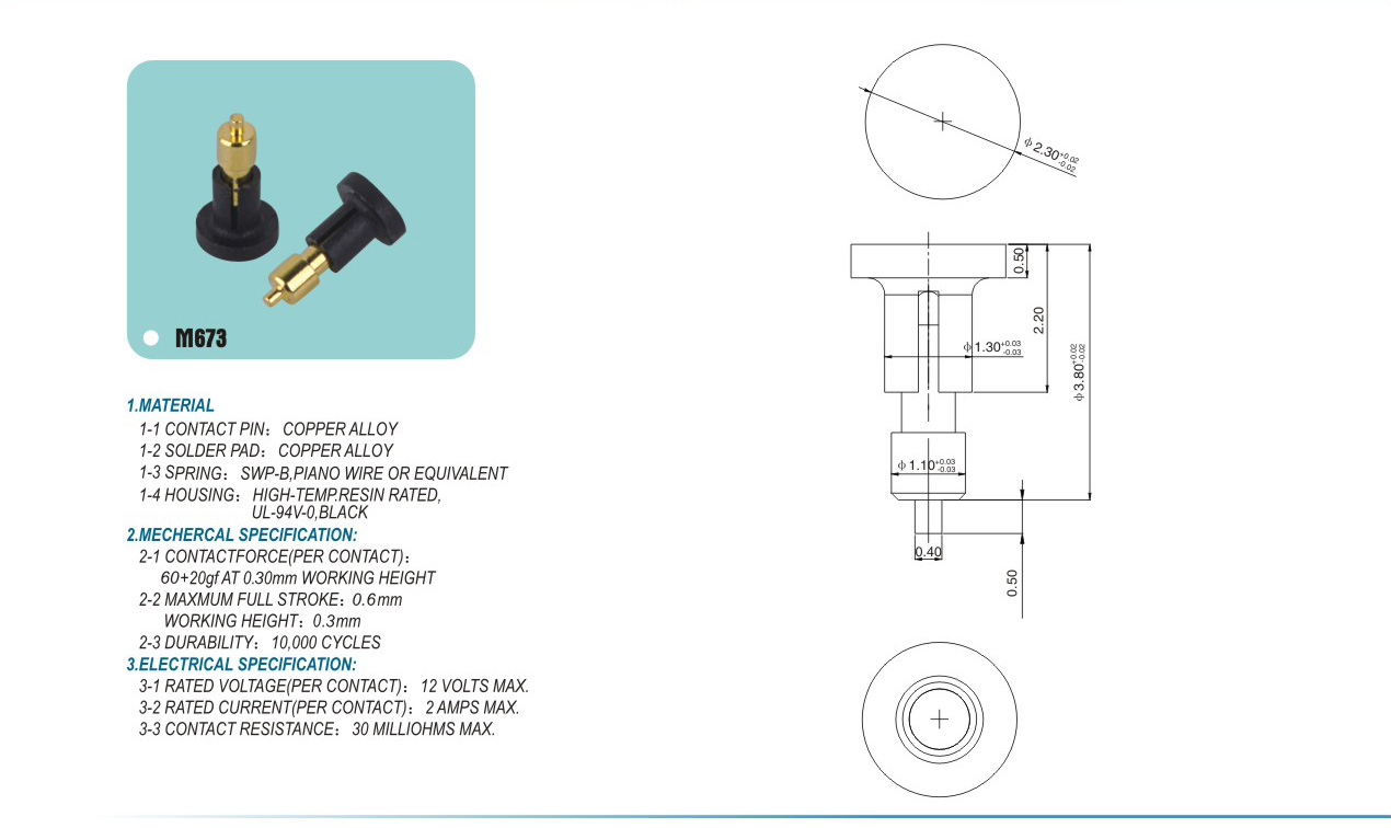 M673pogopin pogopin connector Thimble connector magnetic pogo pin connector