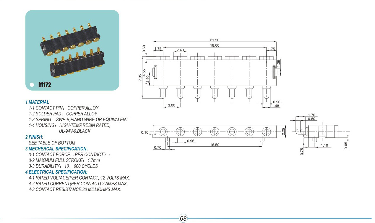 Probe connector M172pogopin pogopin connector Thimble connector magnetic pogo pin connector