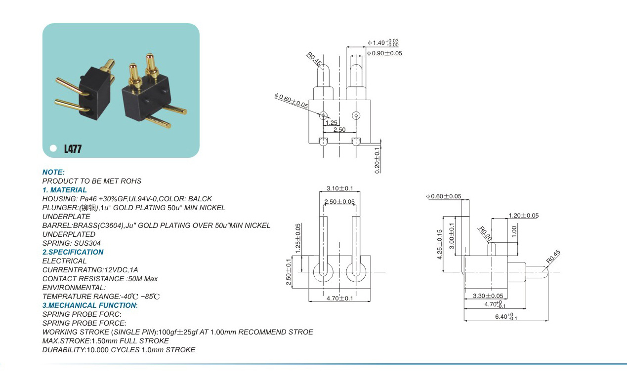 pogo pin connector L477pogopin pogopin connector Thimble connector magnetic pogo pin connector