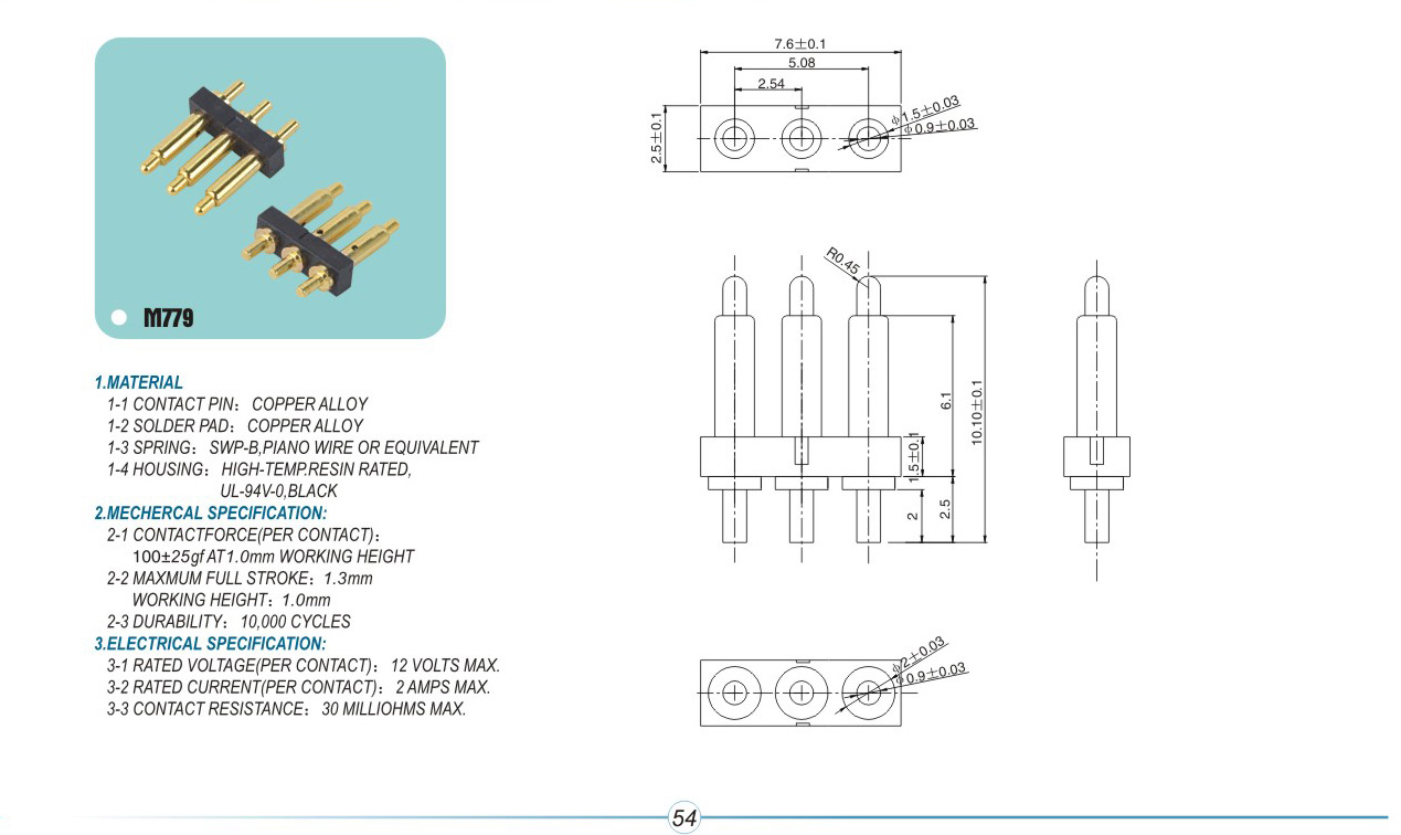 pogo pin connector M779pogopin pogopin connector Thimble connector magnetic pogo pin connector