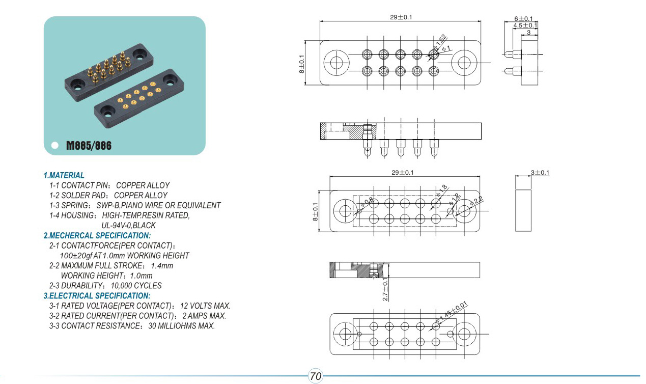 Probe connector M885/886pogopin pogopin connector Thimble connector magnetic pogo pin connector