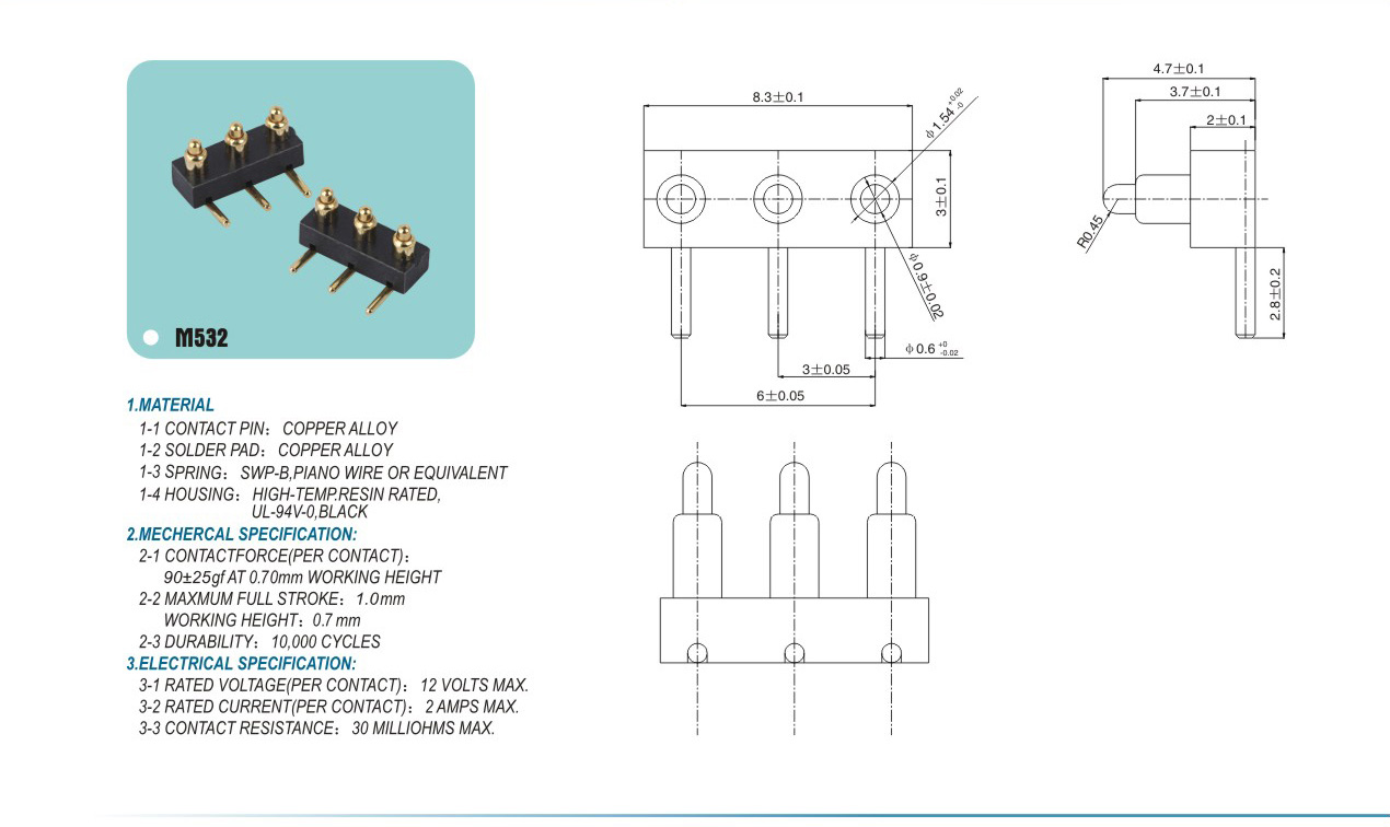 Probe connector M532pogopin pogopin connector Thimble connector magnetic pogo pin connector