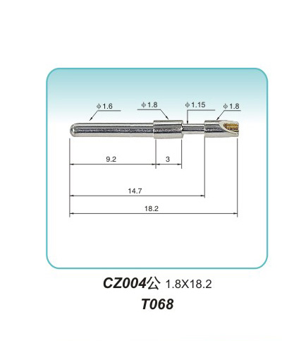 Pin type CZ004 1.8X18.2 T068pogopin pogopin connector Thimble connector magnetic pogo pin connector