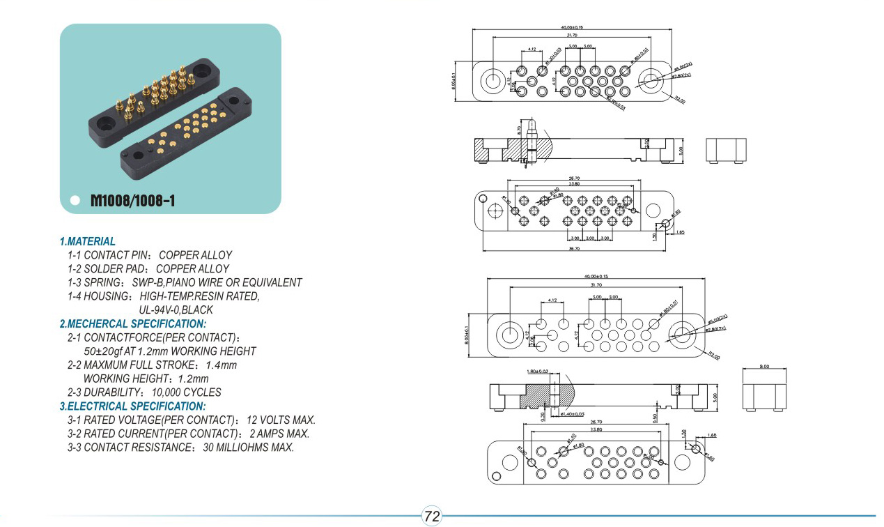 pogo pin connector M1008/1008-1pogopin pogopin connector Thimble connector magnetic pogo pin connect