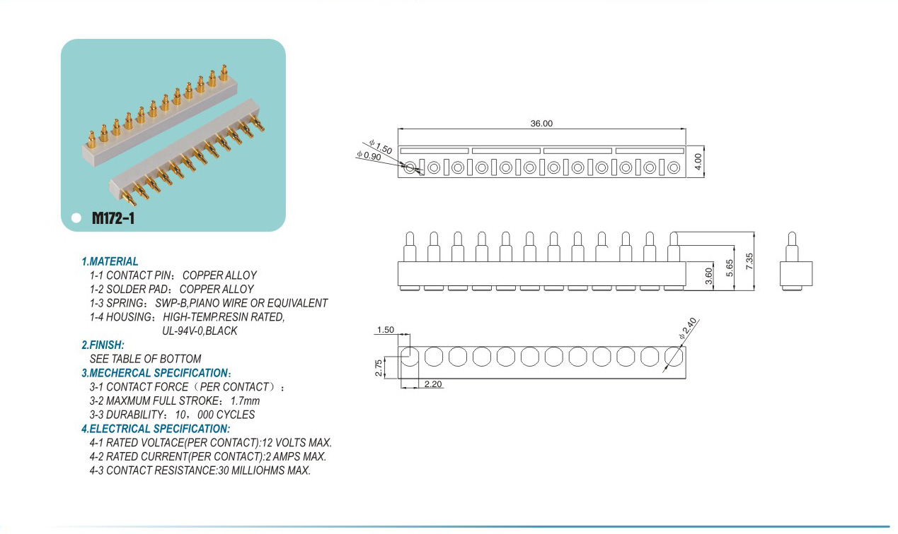 Probe connector M172-1pogopin pogopin connector Thimble connector magnetic pogo pin connector