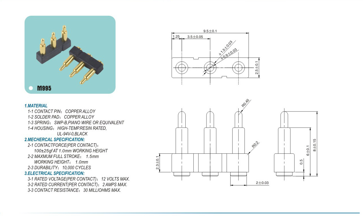 probe connector M995pogopin pogopin connector Thimble connector magnetic pogo pin connector