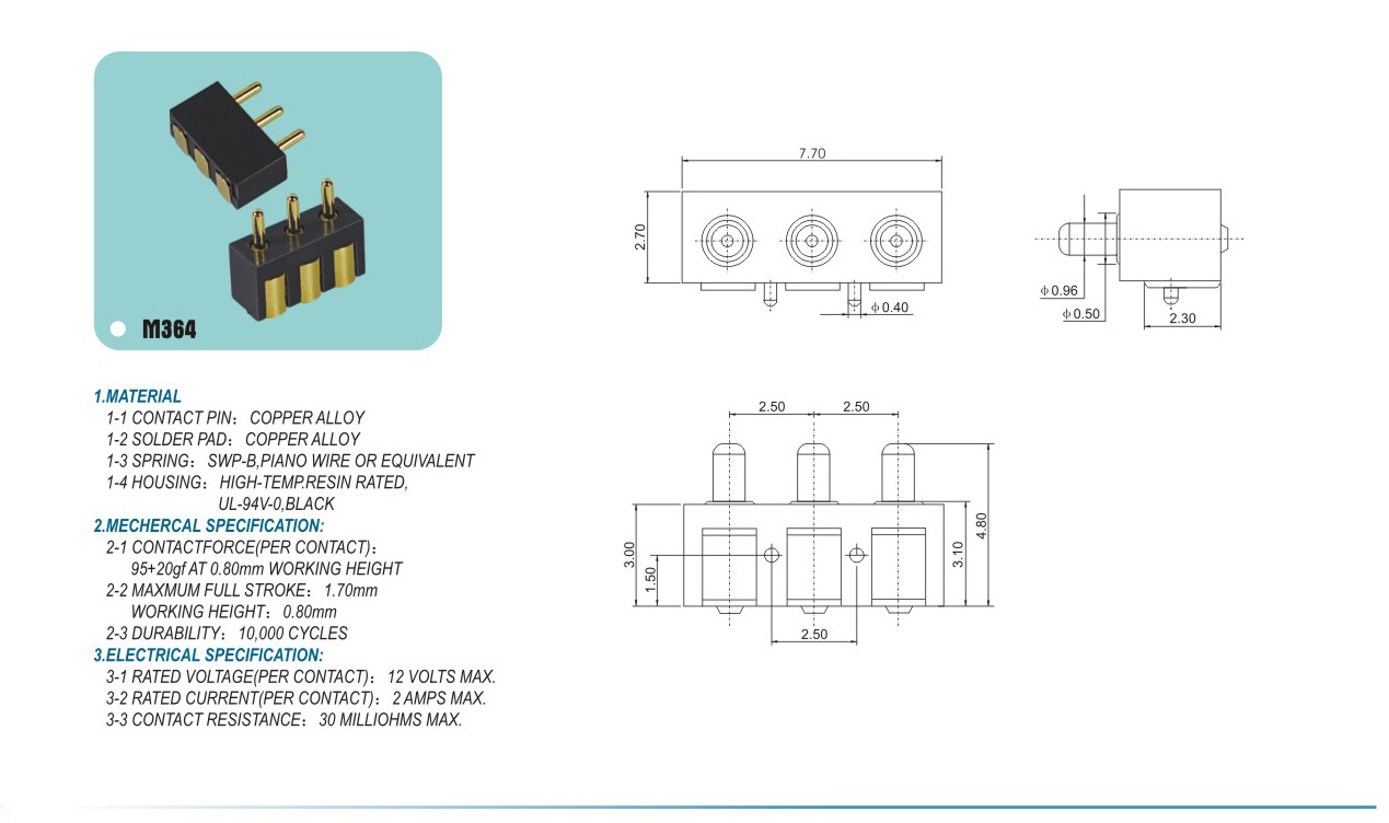 Probe connector M364pogopin pogopin connector Thimble connector magnetic pogo pin connector