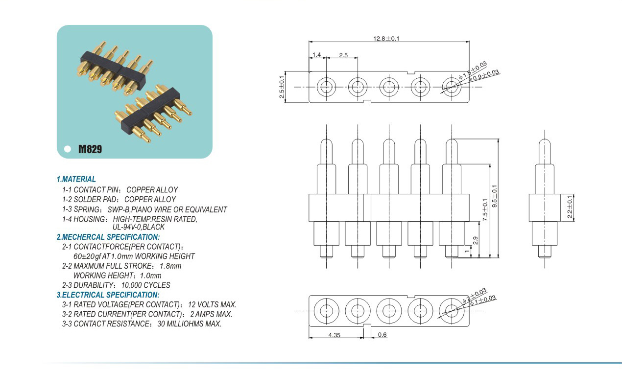 pogo pin connector M839pogopin pogopin connector Thimble connector magnetic pogo pin connector