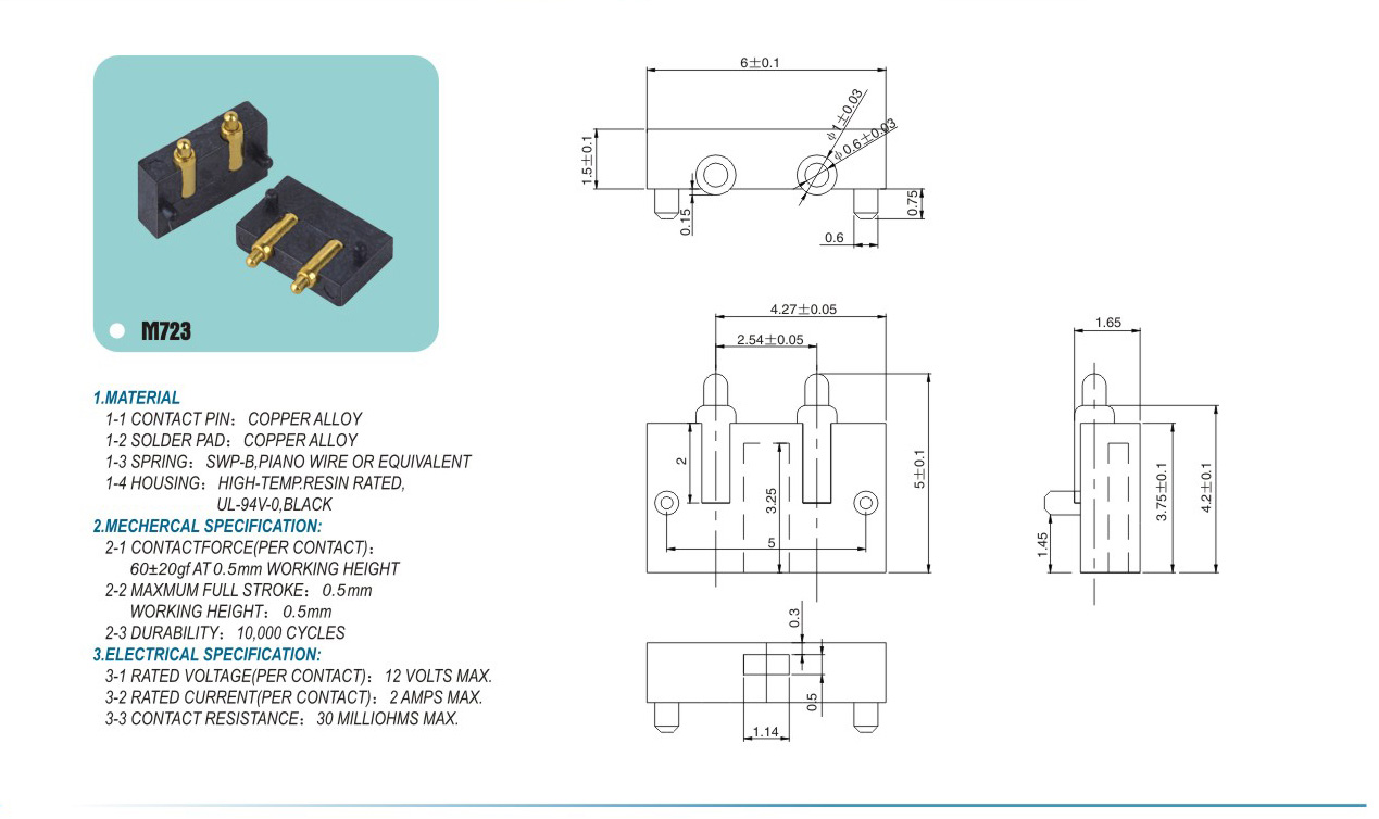 pogo pin connector M723pogopin pogopin connector Thimble connector magnetic pogo pin connector