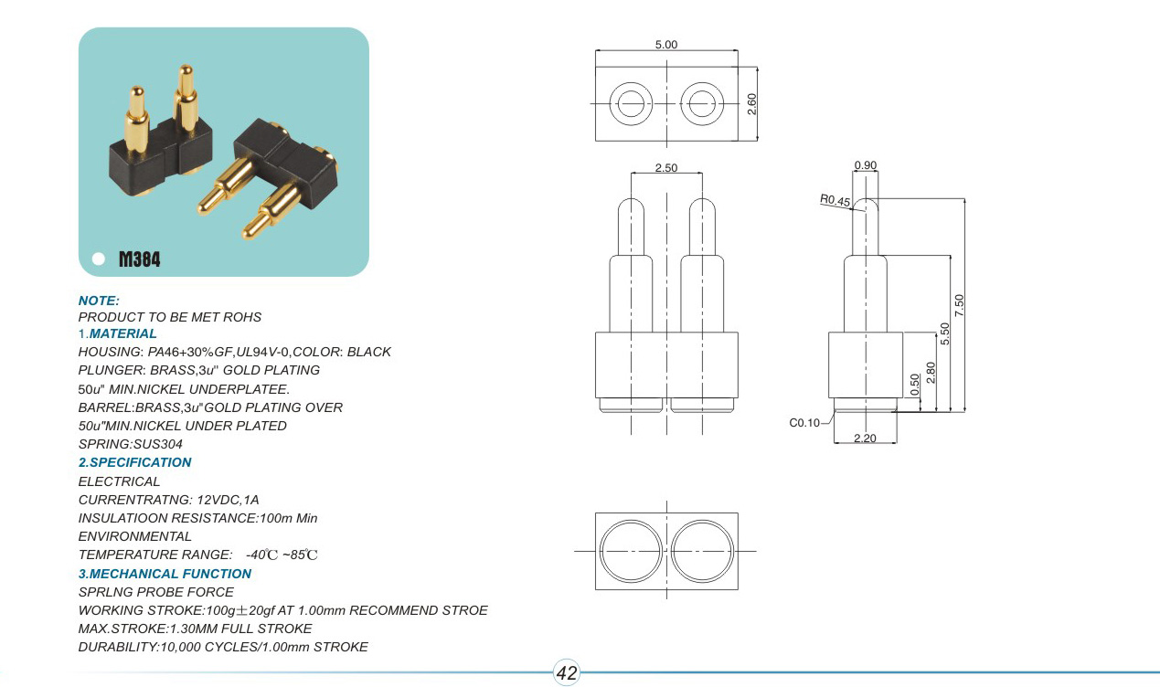 pogo pin connector M384pogopin pogopin connector Thimble connector magnetic pogo pin connector