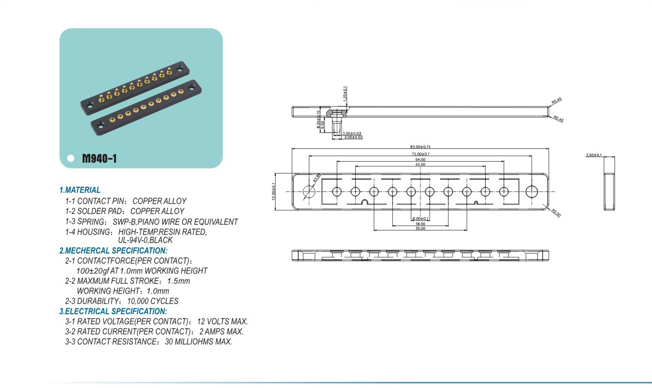 M940-1pogopin pogopin connector Thimble connector magnetic pogo pin connector