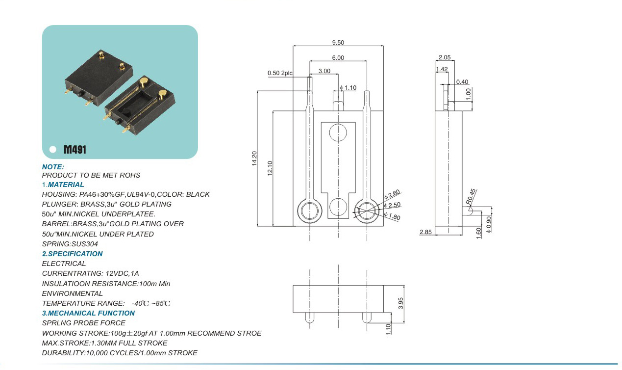 M491pogopin pogopin connector Thimble connector magnetic pogo pin connector