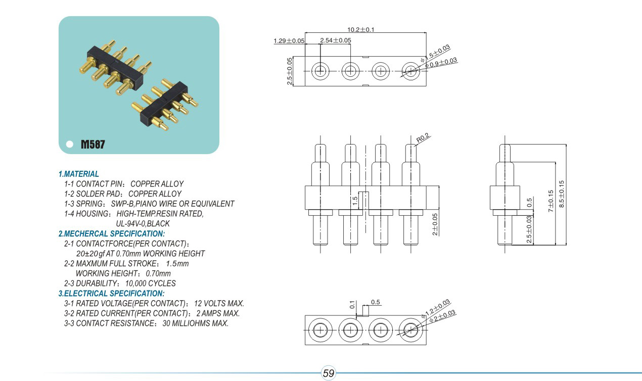 Antenna thimble connector M587pogopin pogopin connector Thimble connector magnetic pogo pin connecto