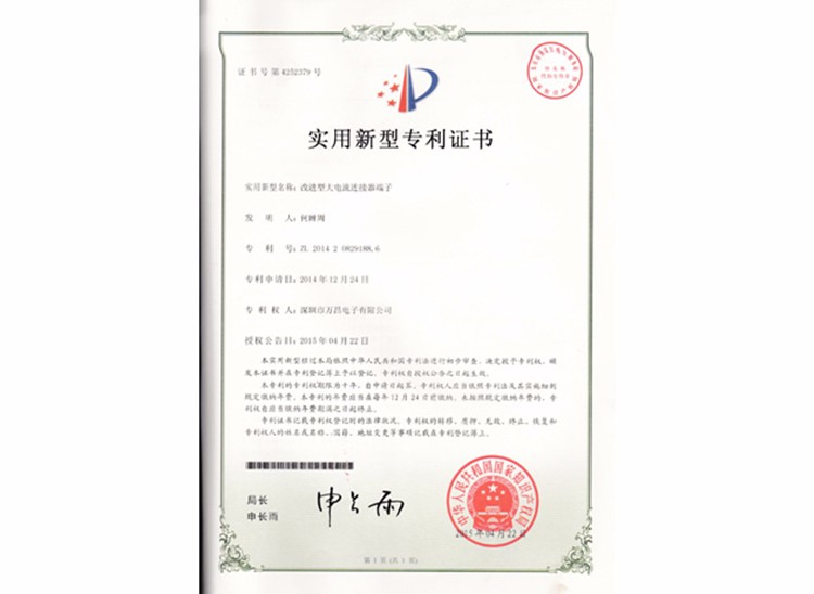 Utility model patent certificate